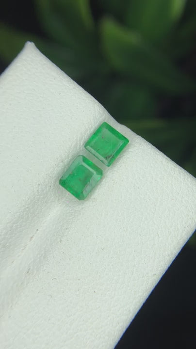 Emerald Twins - Radiant Pair of Exquisite Green Emeralds 2 cts.