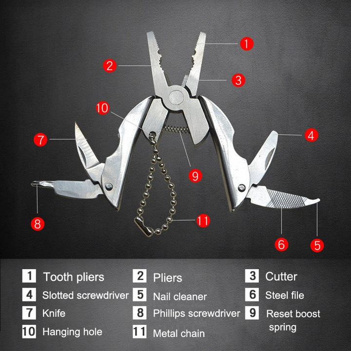 Stainless Steel Portable Pocket Multi Functional Mini Foldaway Keychain