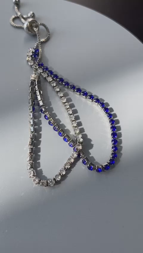 Cubic Zirconia Bracelet-Shiney Blue Cz Stones