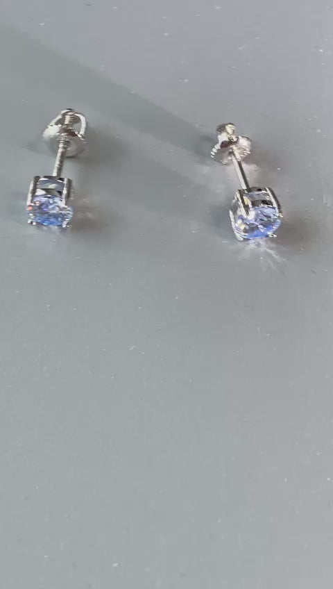 Moissanite Blue Stud Earrings