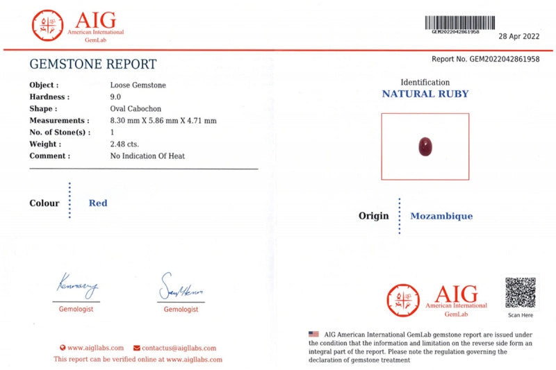 Ruby Cerified 2.48 cts