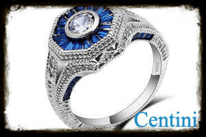 Luxury White Crystal Silver Ring with 2.5-Carat Blue Zircon