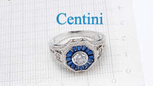 Luxury White Crystal Silver Ring with 2.5-Carat Blue Zircon