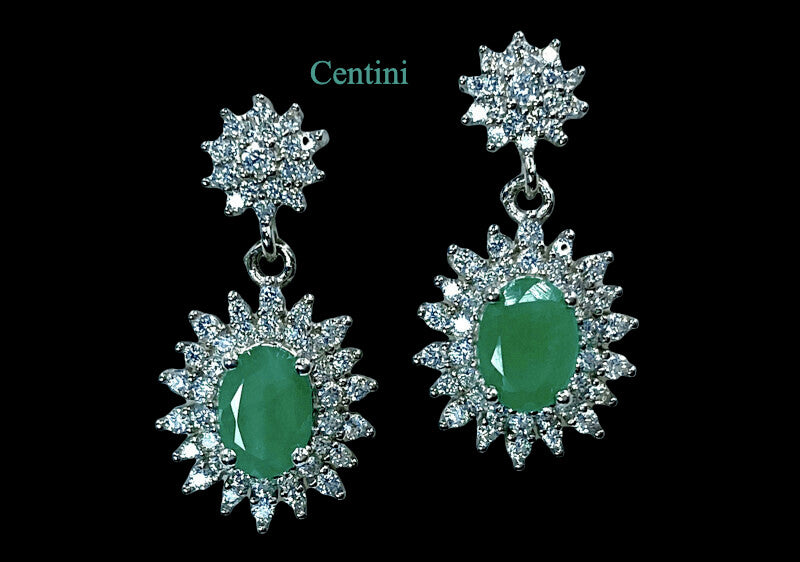Earrings-Genuine Natural Emerald
