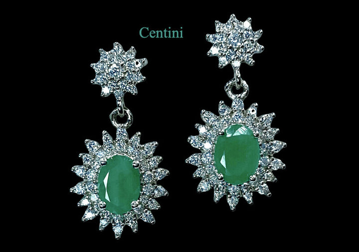 Earrings-Genuine Natural Emerald