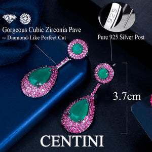 Brazilian Style Green Emerald Drop Earrings