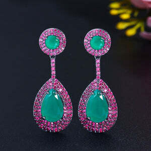 Brazilian Style Green Emerald Drop Earrings