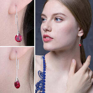 Sterling Silver 925  Ruby Earrings -