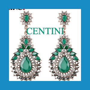 Ethnic Earrings-Luxury Ethnic Green Earrings