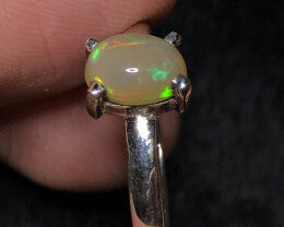 Opal Ring - Beautiful Play of Colors, Natural Opal Elegance