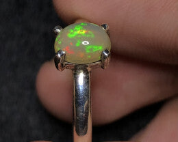Opal Ring - Beautiful Play of Colors, Natural Opal Elegance