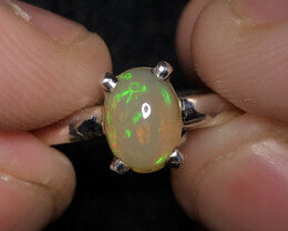 Opal Ring - Beautiful Play of Colors, Natural Opal Elegance