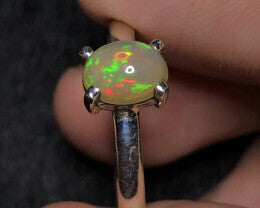 Opal Ring - Beautiful Play of Colors, Natural Opal Elegance